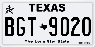 TX license plate BGT9020