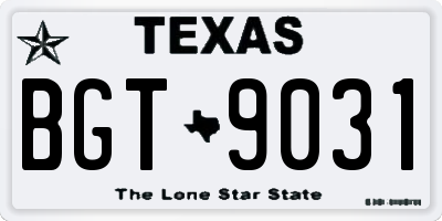 TX license plate BGT9031