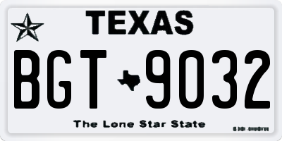 TX license plate BGT9032