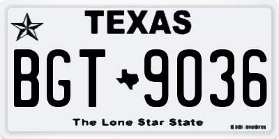 TX license plate BGT9036