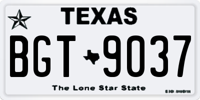 TX license plate BGT9037