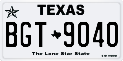 TX license plate BGT9040