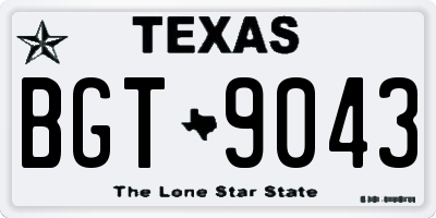 TX license plate BGT9043