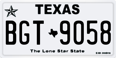 TX license plate BGT9058