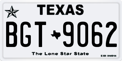 TX license plate BGT9062