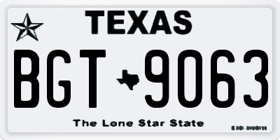 TX license plate BGT9063