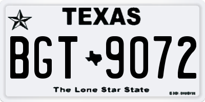 TX license plate BGT9072