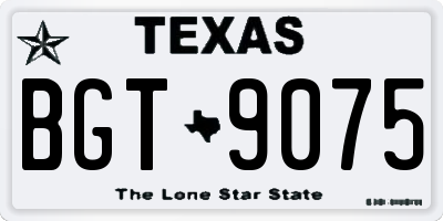 TX license plate BGT9075