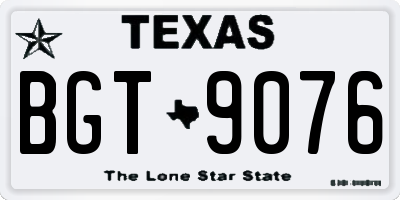 TX license plate BGT9076