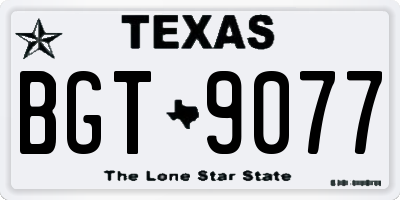 TX license plate BGT9077