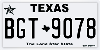 TX license plate BGT9078