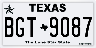 TX license plate BGT9087