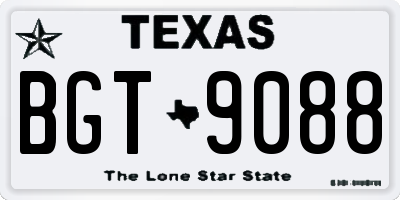 TX license plate BGT9088
