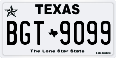TX license plate BGT9099