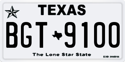 TX license plate BGT9100