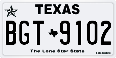 TX license plate BGT9102