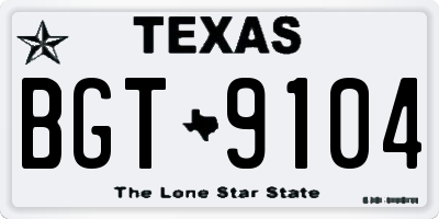 TX license plate BGT9104