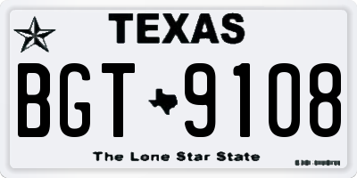 TX license plate BGT9108