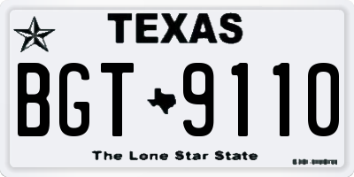 TX license plate BGT9110