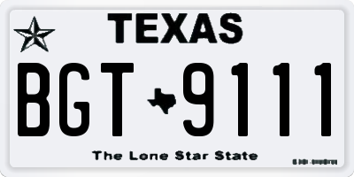 TX license plate BGT9111