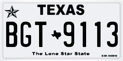 TX license plate BGT9113