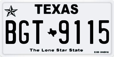 TX license plate BGT9115