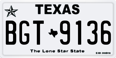 TX license plate BGT9136
