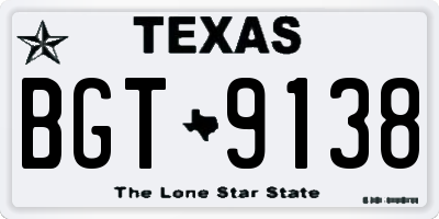 TX license plate BGT9138