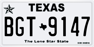 TX license plate BGT9147