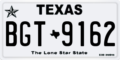 TX license plate BGT9162