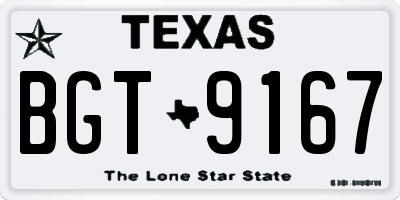 TX license plate BGT9167