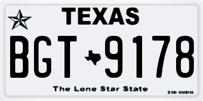 TX license plate BGT9178