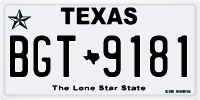 TX license plate BGT9181