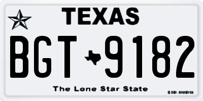 TX license plate BGT9182