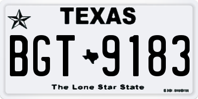TX license plate BGT9183