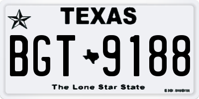 TX license plate BGT9188
