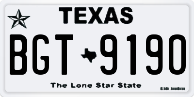 TX license plate BGT9190