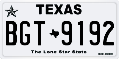 TX license plate BGT9192