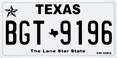 TX license plate BGT9196