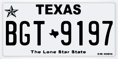 TX license plate BGT9197