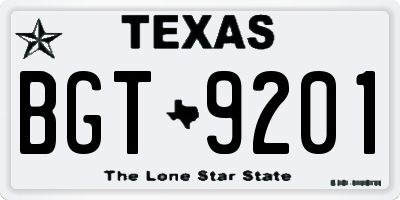 TX license plate BGT9201