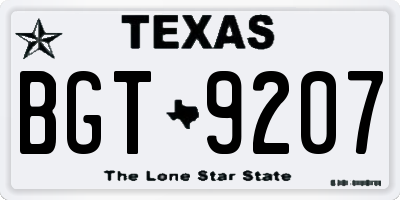 TX license plate BGT9207