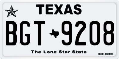 TX license plate BGT9208