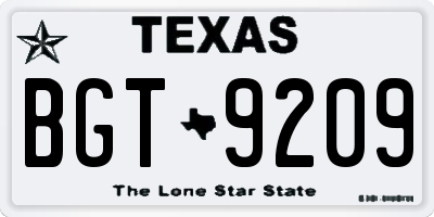 TX license plate BGT9209