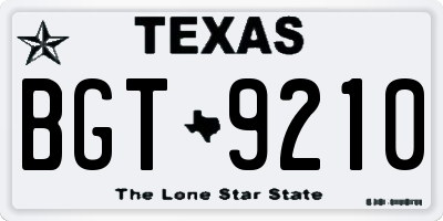 TX license plate BGT9210