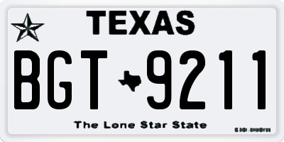 TX license plate BGT9211