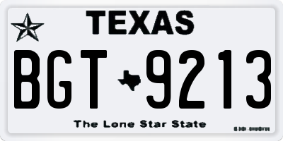TX license plate BGT9213