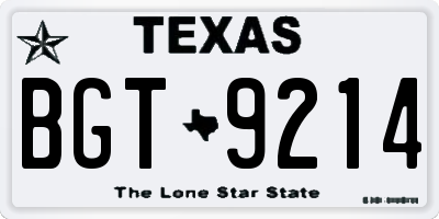 TX license plate BGT9214