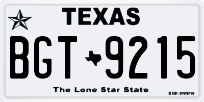 TX license plate BGT9215
