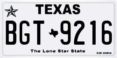 TX license plate BGT9216